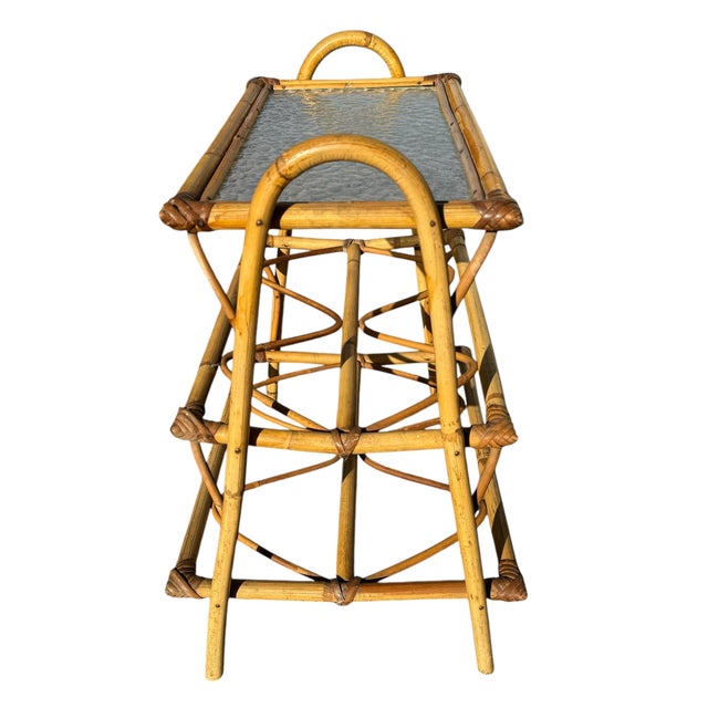 Rattan and Glass Shelf in the style of Rohe Noordwolde, 1950s For Sale - Image 6 of 9