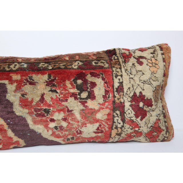Vintage Handwoven Oushak Lumbar Rug Pillow Cushion Cover -16'' X 47'' For Sale In Tampa - Image 6 of 9