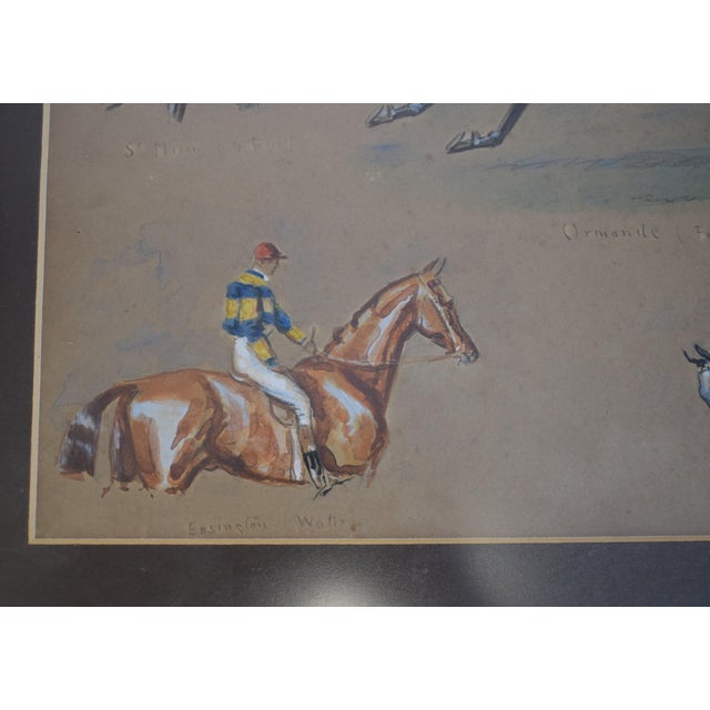 Traditional The 1886 St Leger Stakes Vignette W/ 7 Jockeys Watercolour by Finch Mason For Sale - Image 3 of 6