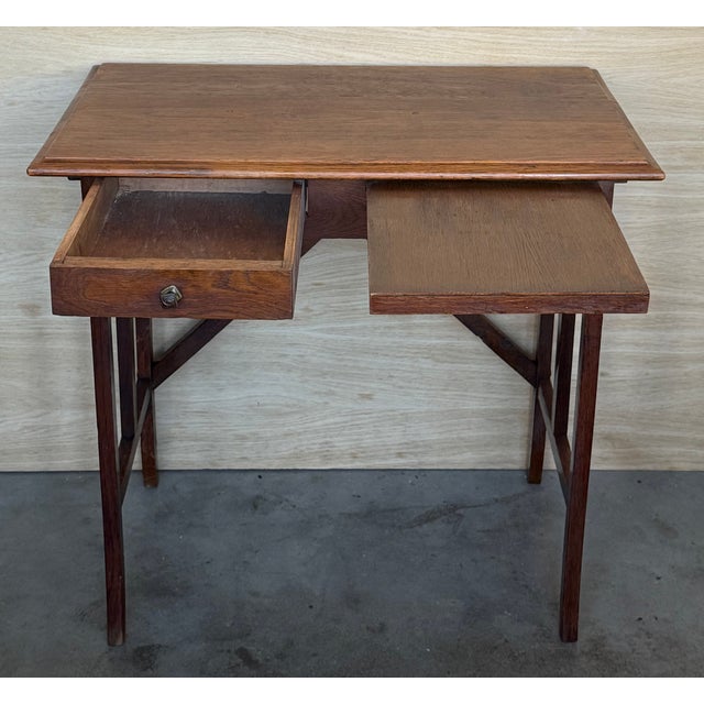 Late 19th Century Spanish Baroque Dark Walnut Work Side Table With Drawer, Restored For Sale - Image 10 of 15