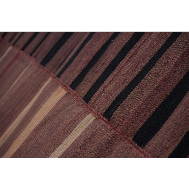 Textile 1960s Oversize Bohemian Striped Wool Kilim Rug 9'2'' X 10'6'' For Sale - Image 7 of 10
