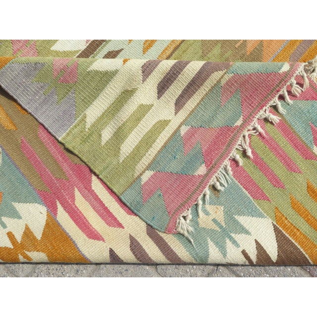 1960s Vintage Turkish Handmade Kilim Area Rug For Sale - Image 4 of 13