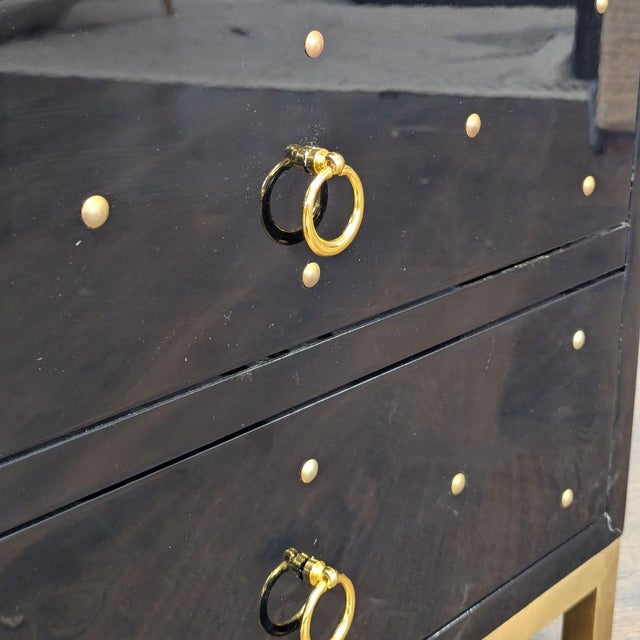Black Chic Home Arezzo Black 3-Drawer Dresser/Nightstand With Gold Accents and Modern Legs, Attributed For Sale - Image 8 of 8