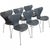 Set of 6 Arne Jacobsen Seven chairs upholstered in grey semi anilin leather and with chrome legs. The chairs are from 1986...