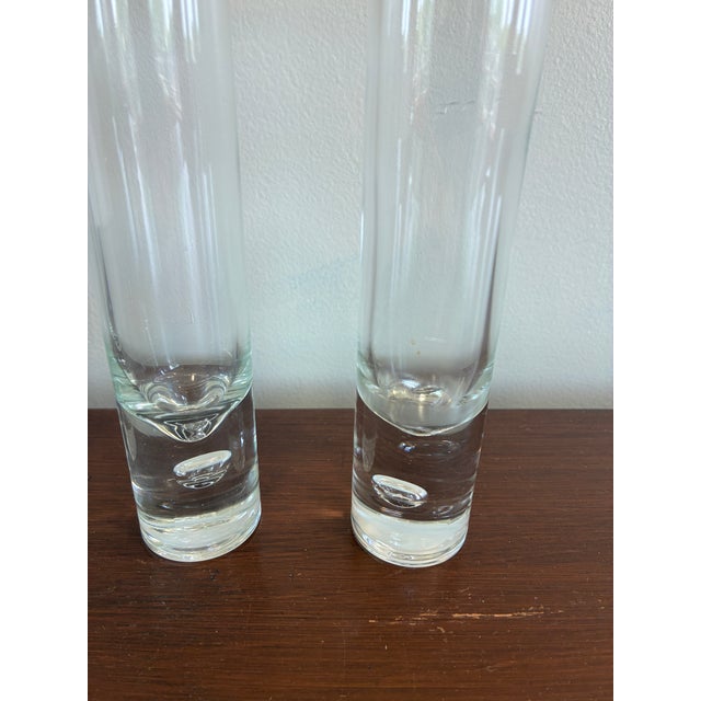 Set of 3 Vintage Controlled Bubble Glass Bud Vases With Heavy Bases For Sale In Oklahoma City - Image 6 of 8