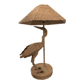1970s Mario Lopez Torres Signed Egret Table Lamp For Sale