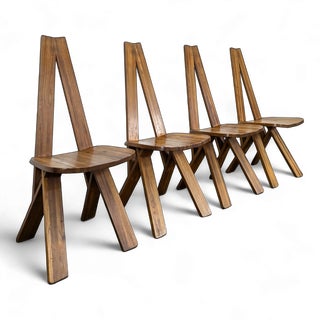 S45 Chairs in Elm by Pierre Chapo, Set of 4 For Sale