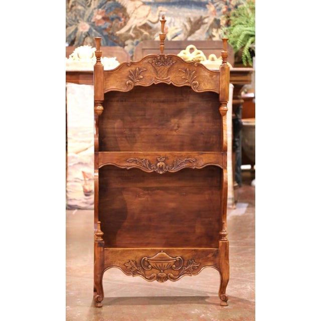 French Mid-Century French Louis XV Walnut Estanier With Carved Basket and Urn Motifs For Sale - Image 3 of 12