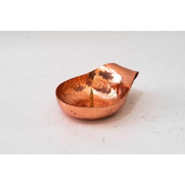 Portable hammered art deco copper candle holder vienna around 1920s Original condition