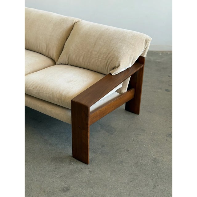 Mid 20th Century Loveseat in Linear Velvet For Sale - Image 11 of 11
