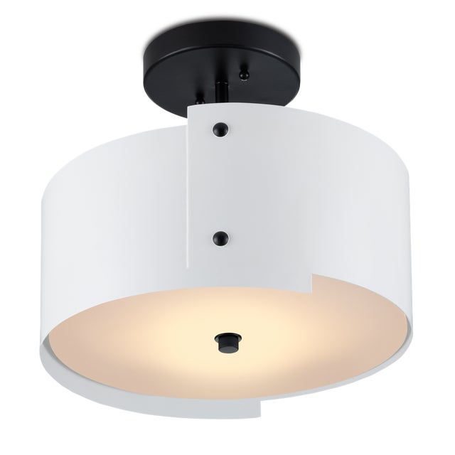 Transitional Currey & Company Ritsu White Semi-Flush For Sale - Image 3 of 5