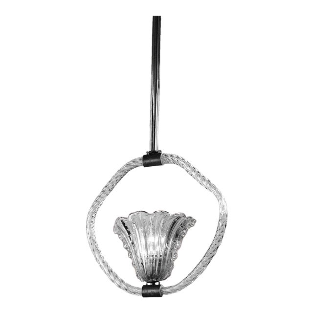 Large Vintage Murano Glass Chandelier Art Deco Flower Shape Design by Barovier and Toso Italy 1940s For Sale