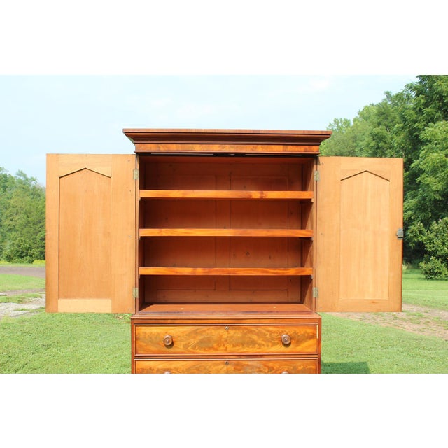 Antique Empire Linen Press Crafted by W. A. Willcocks of Guernsey For Sale - Image 9 of 18