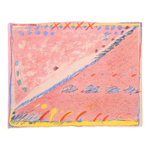 Pink Dream Markings, 1979 Signed Lithograph by Sybil Kleinrock For Sale