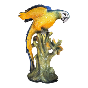 Made in Italy Large Scale Majolica Style Ceramic Macaw