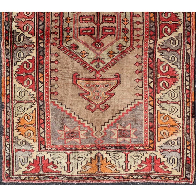 Colorful Vintage Turkish Oushak Rug With Geometric Design 3'4 X 5'4 For Sale - Image 4 of 14