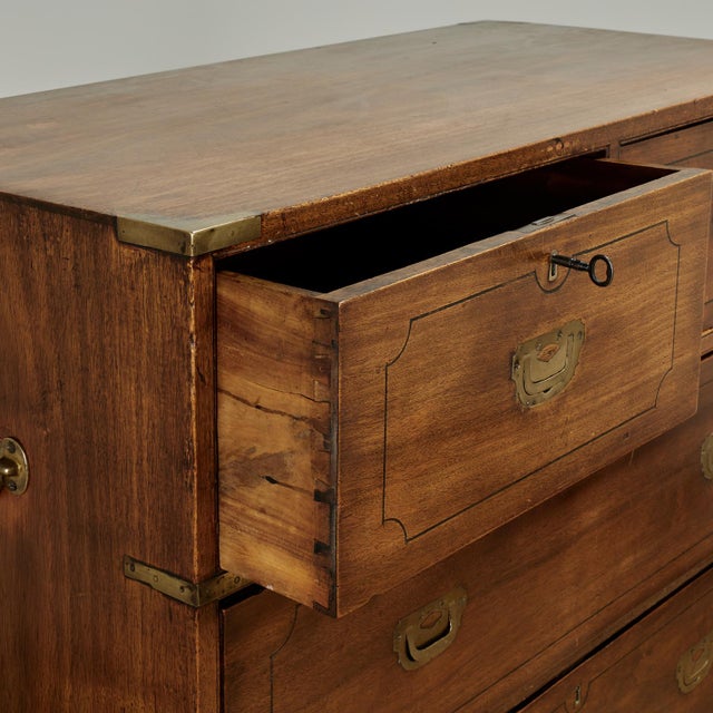 Antique British Colonial Campaign Chest of Drawers For Sale - Image 15 of 16