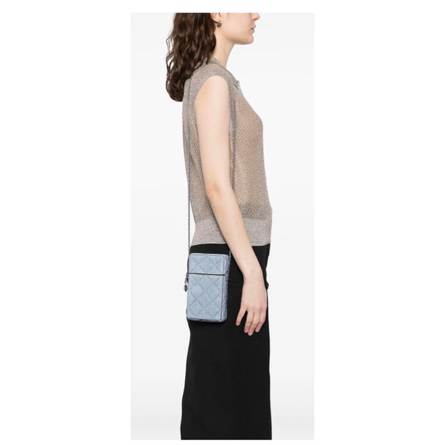 2025 Tory Burch Fleming Quilted Suede Leather Phone Crossbody Bag Shoulder Denim For Sale - Image 13 of 17