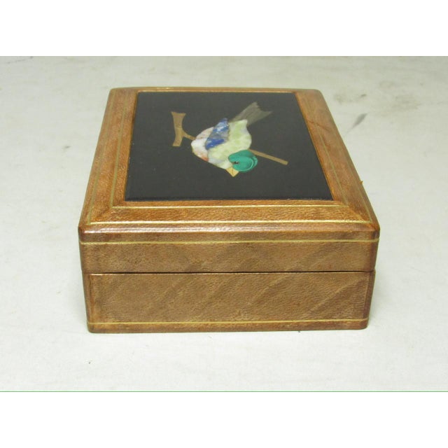 Animal Skin Italian Pietra Dura Inset Leather Box For Sale - Image 7 of 13