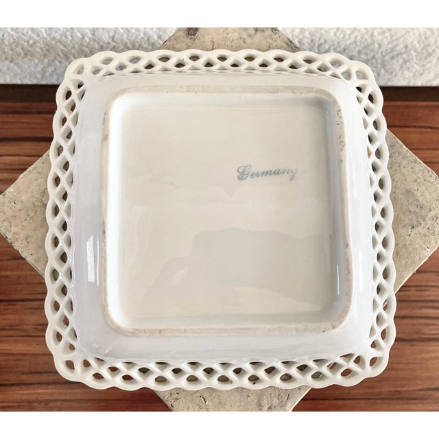 Mid 20th-Century Reticulated Floral Chintz Porcelain Vide Poche / Catchall Dish, Germany For Sale - Image 10 of 13