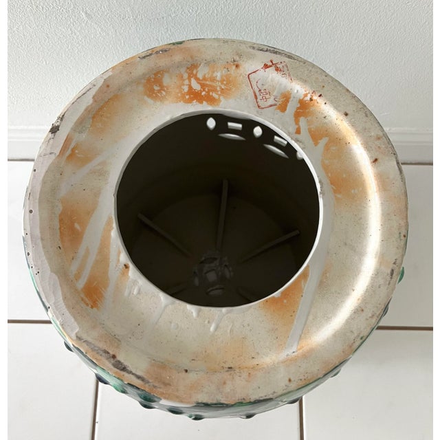 Late 20th Century Hand Painted Garden Stool With Irises For Sale - Image 5 of 12