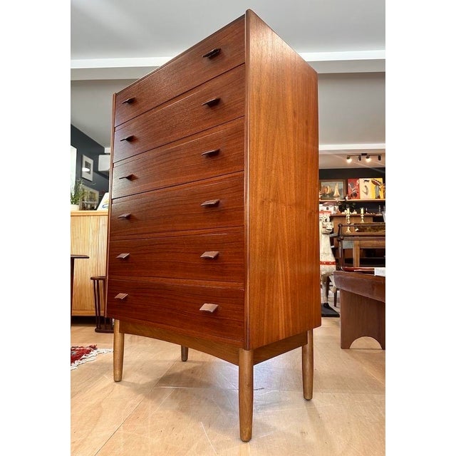 Mid-Century Modern 1950s Mid Century Danish Teak Highboy Dresser by Poul Volther For Sale - Image 3 of 17