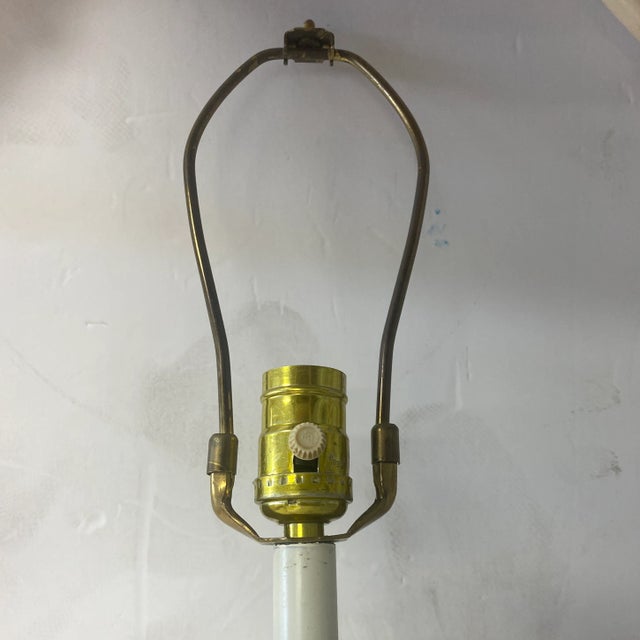Metal 1970s White Ceramic Lamp With Kala Lily Detail For Sale - Image 7 of 8