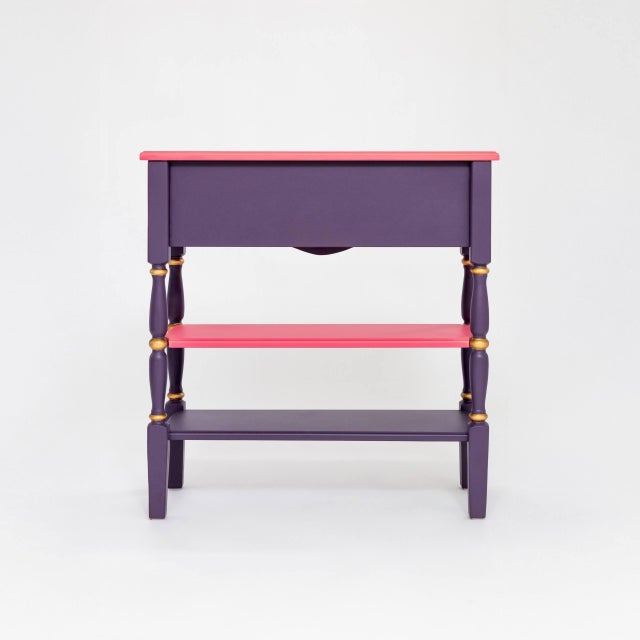 Pink & Purple Artisan Bohemian Console Table With Birds For Sale - Image 14 of 15