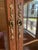 Wood Mid 20th Century French Provincial Style China Cabinet — 2-Piece, Brass Lattice Doors, Serpentine Base For Sale - Image 7 of 13