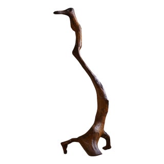 French Artist, Abstract Organic Carved Bird Form, 1960s, Wood For Sale