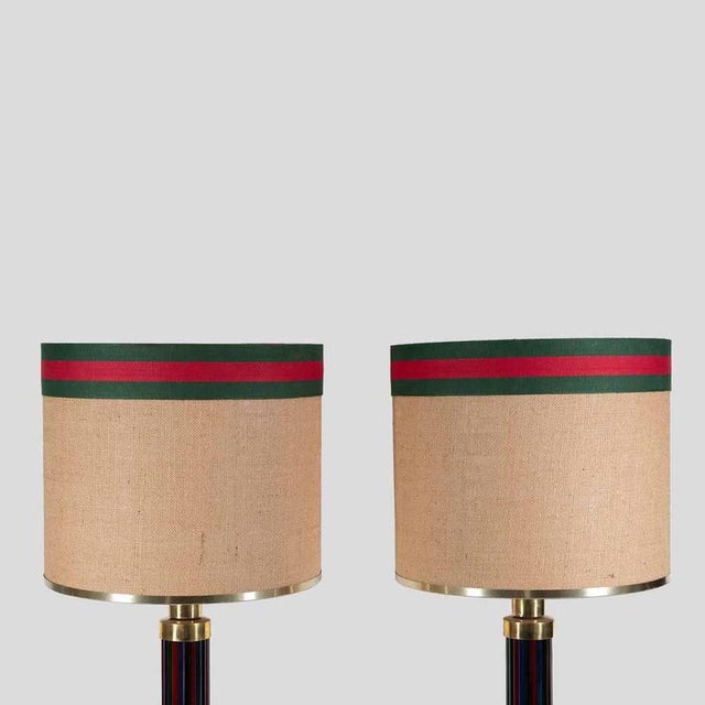 1970s Murano Glass and Brass Table Lamps, 1970s, Set of 2 For Sale - Image 5 of 12