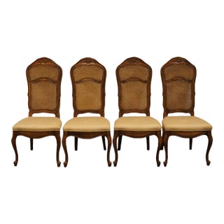 Set of 4 Burlington Furniture Country French Provincial Cane Back Dining Side Chairs For Sale