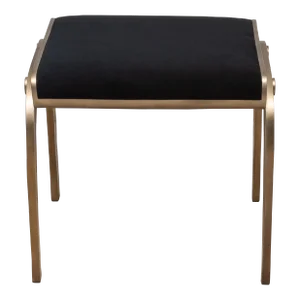 Velvet Upholstered Stool With Bronze Patina Brass by R&y Augousti