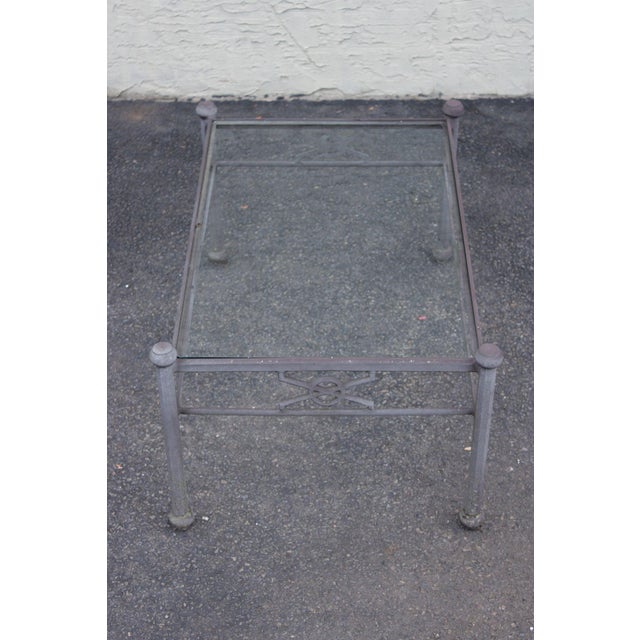 Woodard Delphi Cast Aluminum Glass Top Coffee Table For Sale - Image 14 of 18