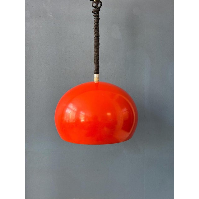 1970s Large Vintage Space Age Red Metal Pendant Lamp For Sale - Image 5 of 11