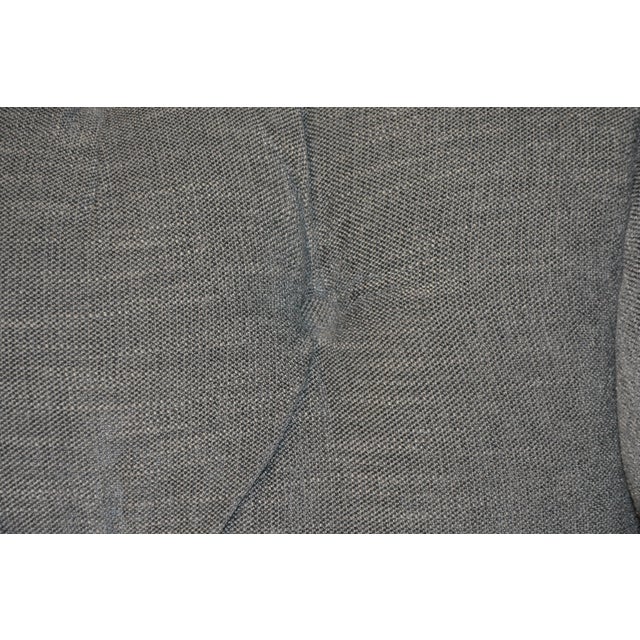 Wood Pottery Barn Gray Tweed Look Tufted Chesterfield Loveseat Sofa Couch Rolled Arms For Sale - Image 7 of 15