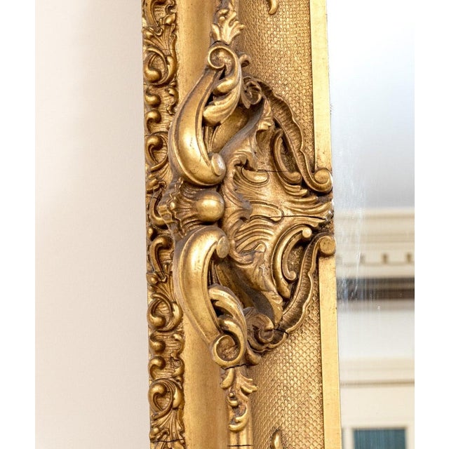 Gold Large Victorian Rococo Revival Giltwood Wall Mirror, C. 1880, Ornately Carved Louis XV Style For Sale - Image 8 of 11