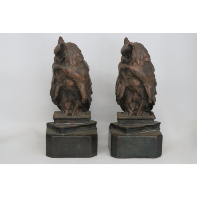 Owls Birds Standing on Books Sculpture Bookends a Pair 4679b For Sale - Image 4 of 15