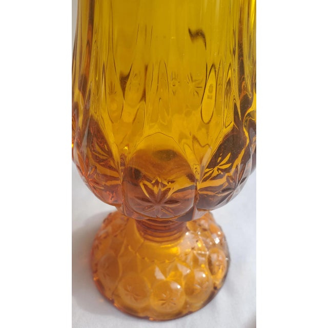 1966 Kanawha Amber Moon and Stars Glass Swung Vase For Sale - Image 4 of 10