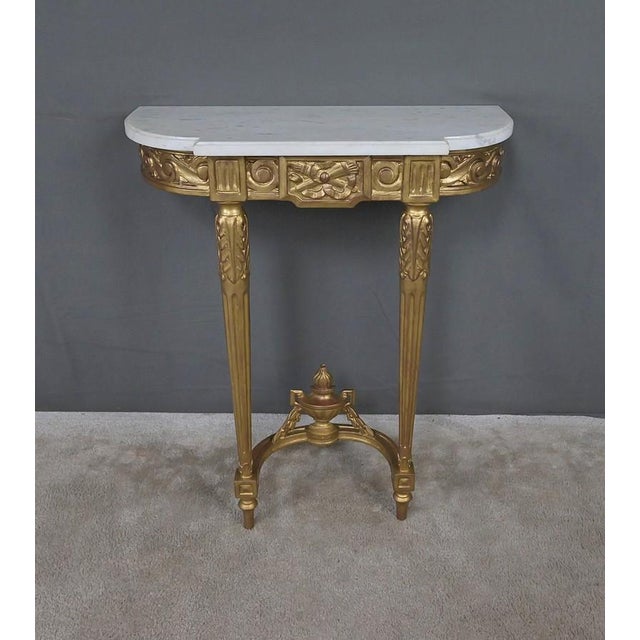 Gold Louis XVI Console Table in Marble and Giltwood, 20th Century For Sale - Image 8 of 17