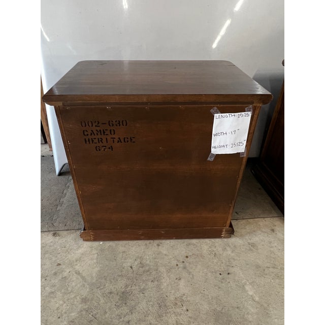 Vintage Drexel Heritage "Cameo Collection" Burled Walnut Nightstands - A Pair For Sale - Image 11 of 18