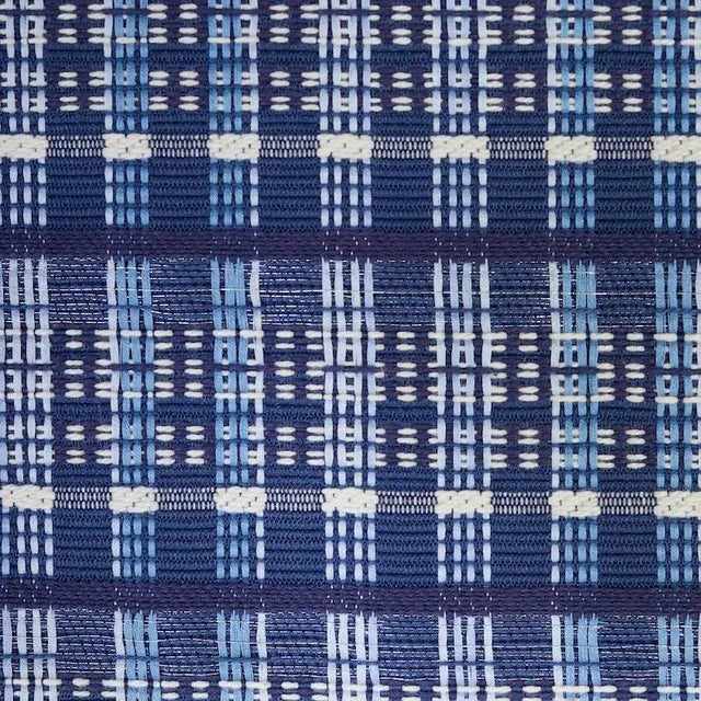 Mid-Century Modern Sample - Schumacher Zealand Check Fabric in Denim For Sale - Image 3 of 3