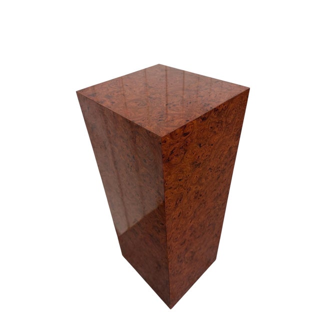 Modern Post-Modern Laminated Burled Wood Pedestal For Sale - Image 3 of 5