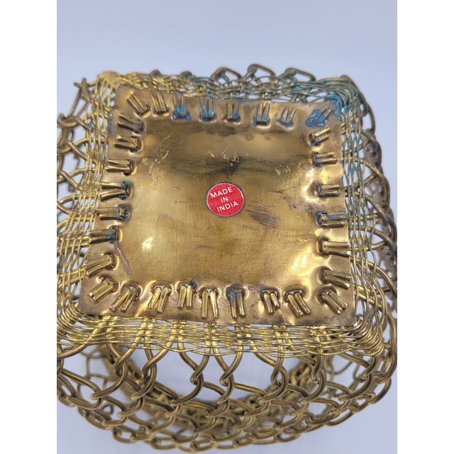 Mid 20th Century Indian Brass Wirework Swing-Handle Basket For Sale - Image 4 of 12