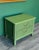 single walnut and wicker nightstand By Martinsville This nightstand is refinished in high gloss green lacquer Dimensions:...