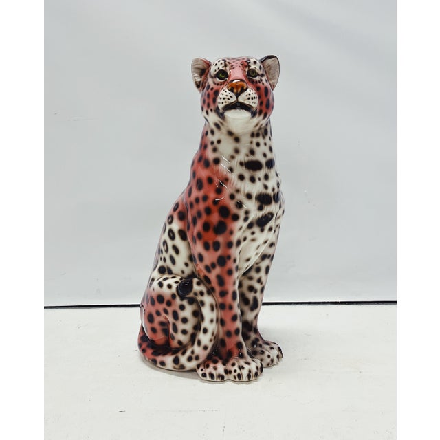 Ceramic Pink Leopard Statue in Ceramic by Ceramiche Boxer For Sale - Image 7 of 7
