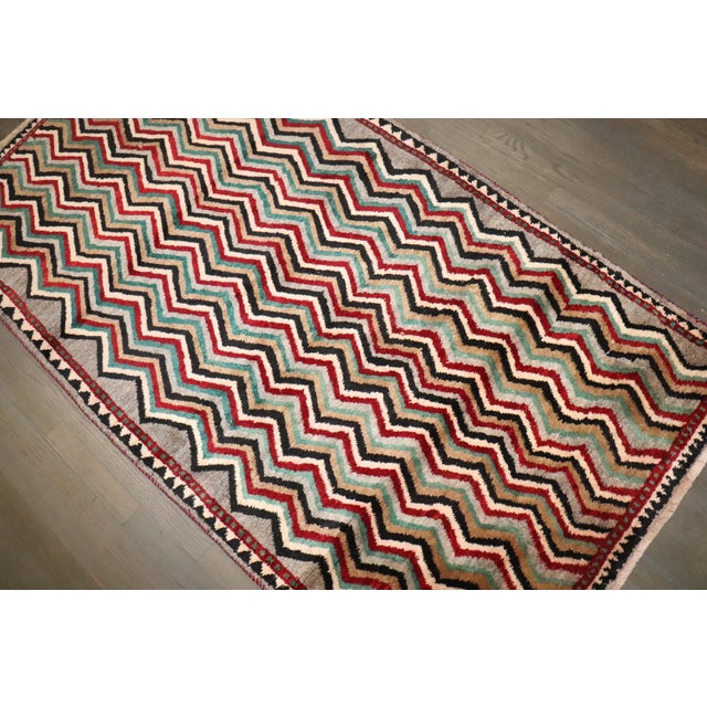 a 21st century Persian Gabbeh Rug sporting a chevron patttern Details rug no. j4795 size 3' 4" x 6' (102 x 183 cm)