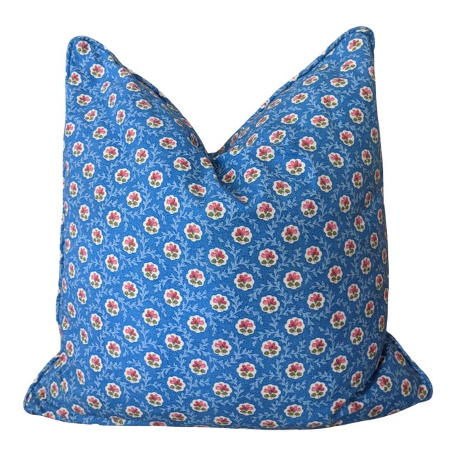 Vintage Pierre Deux Style Decorative Throw Pillow With Piping For Sale