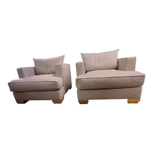 Late 20th Century Larry Laslo for Directional Pair of Custom Leather Arm Chairs