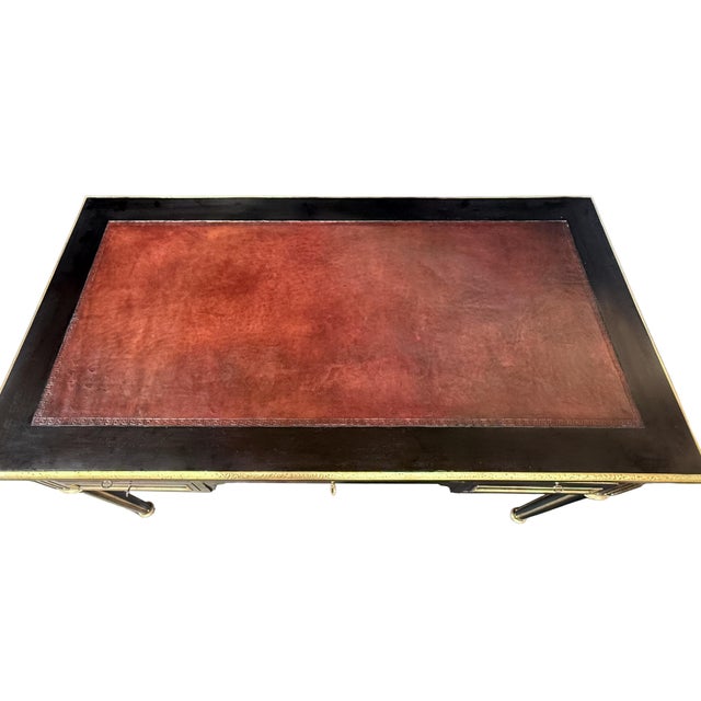 Louis XVI Ebonized Writing Table or Desk With Embossed Leather Top From France For Sale - Image 9 of 16